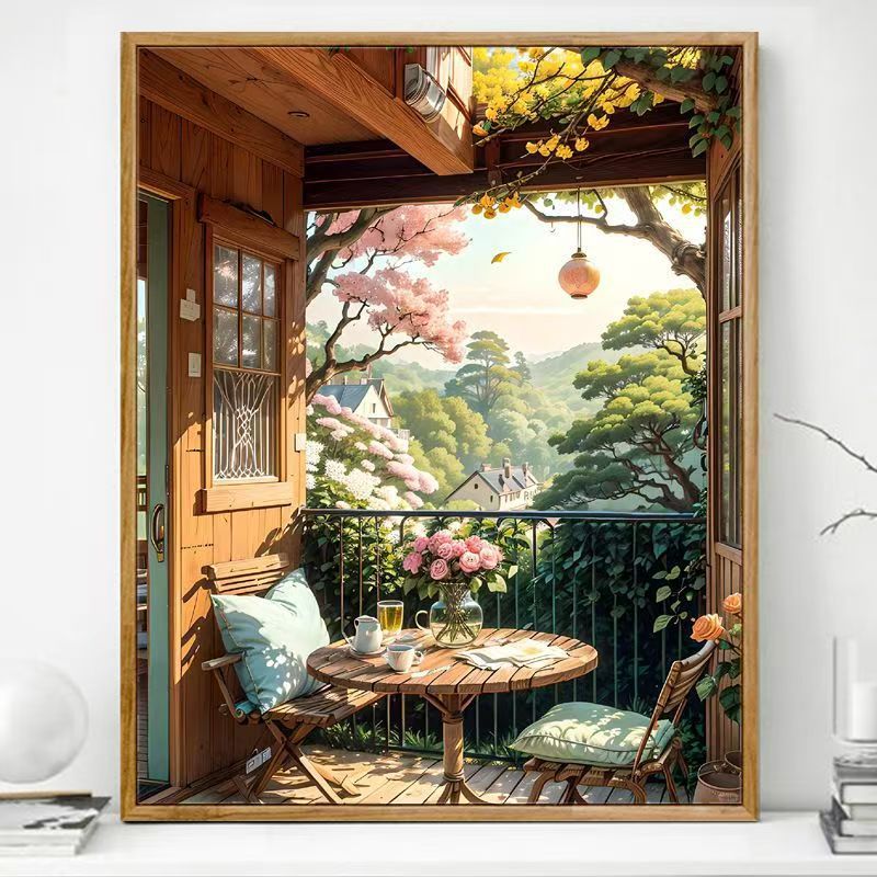 Gemütlicher Balkon Kunstdruck Karnz