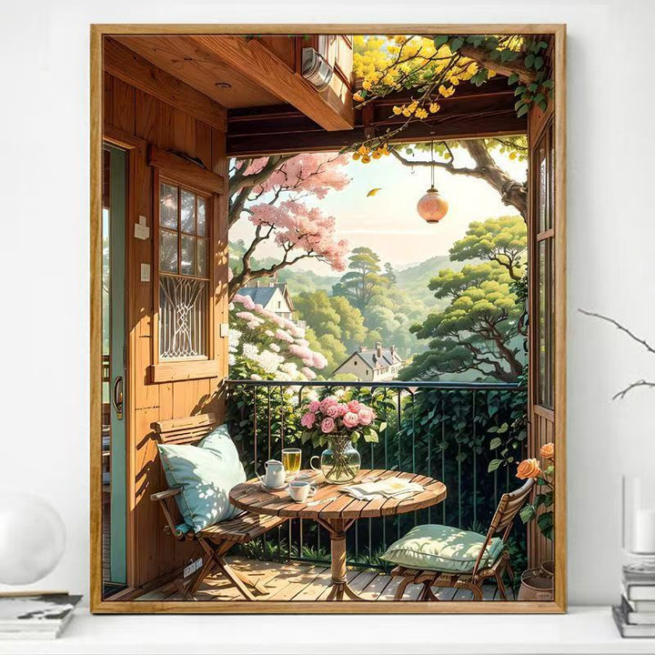 Gemütlicher Balkon Kunstdruck Karnz