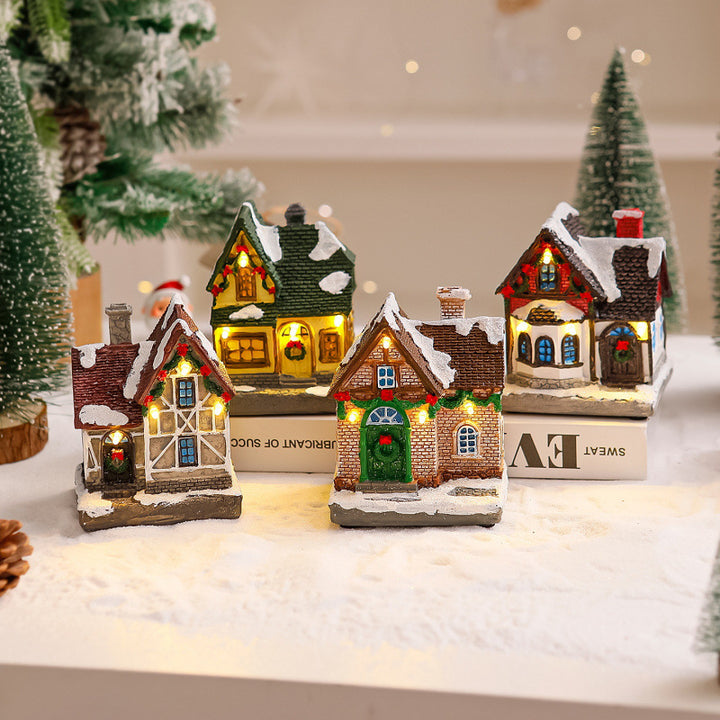 Dekoratives Weihnachtsdorf mit Lichtern Karnz
