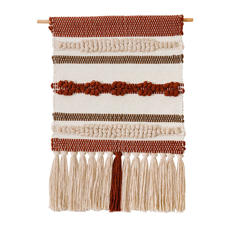 Gewebter Boho-Wandbehang mit Makramee-Fransen und handgearbeitetem Strukturrelief Karnz