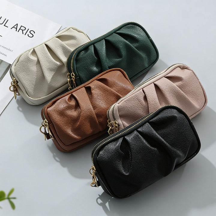 Strukturierte Leder Reißverschluss Clutch Geldbörse Karnz