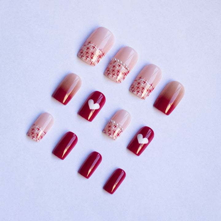 Stylisches Herz- und Ombre-Nagelkunst-Set