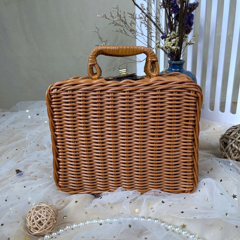 Damen klassischer Rattan Handtasche Karnz
