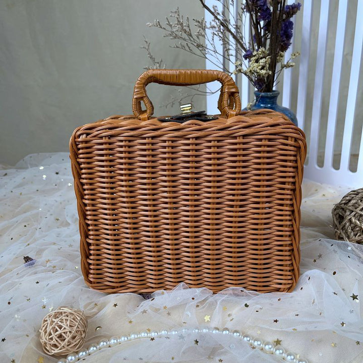 Damen klassischer Rattan Handtasche Karnz