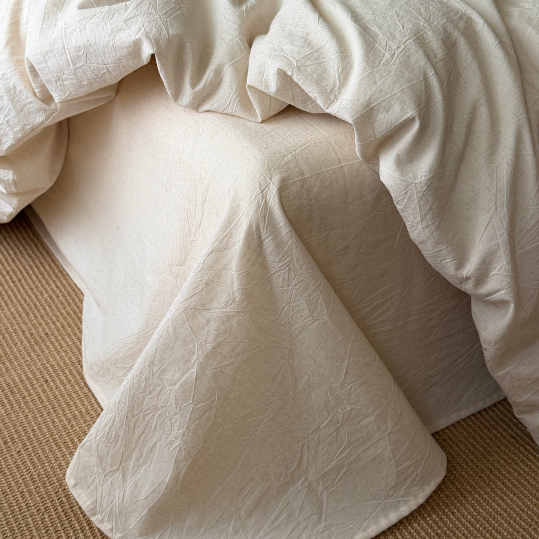 Botanisch Besticktes Leichtes Stonewashed Baumwoll-Leinen Bettbezugset