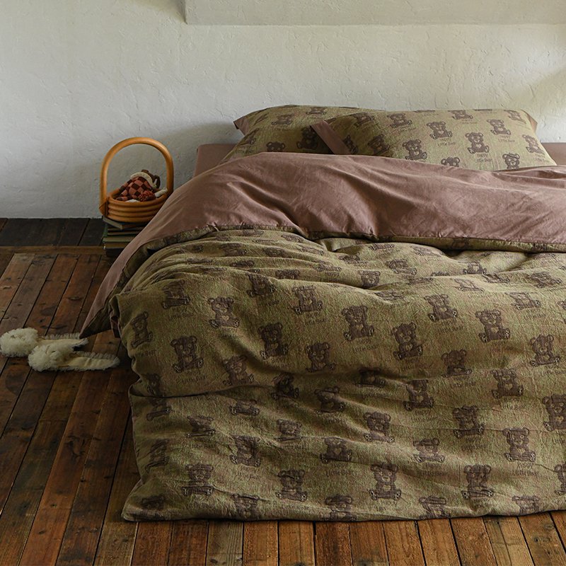 Teddy-Motiv Gewaschenes Baumwoll-Percale Bettwäsche-Set