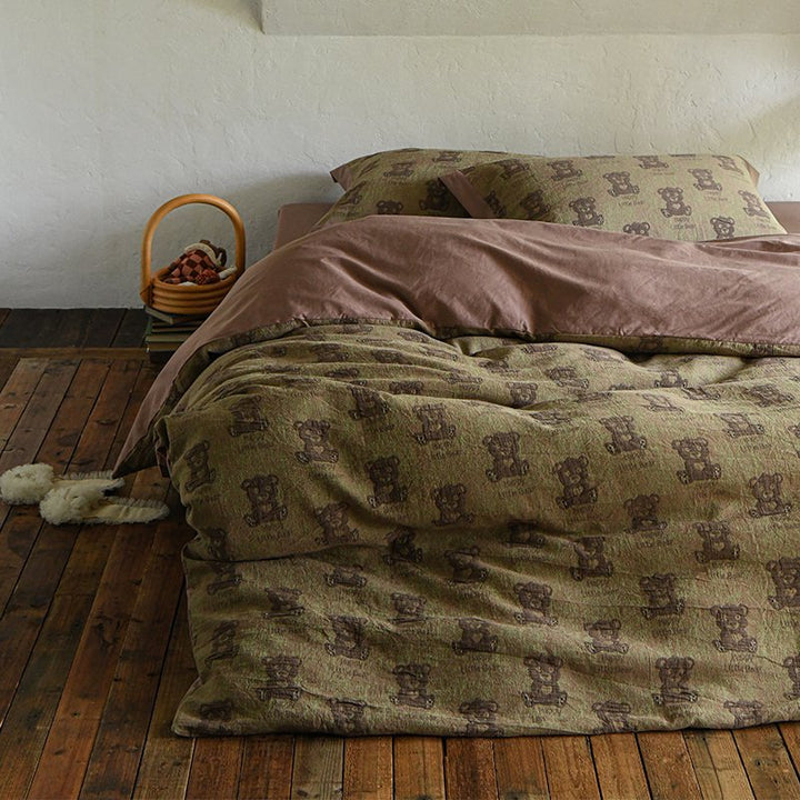 Teddy-Motiv Gewaschenes Baumwoll-Percale Bettwäsche-Set