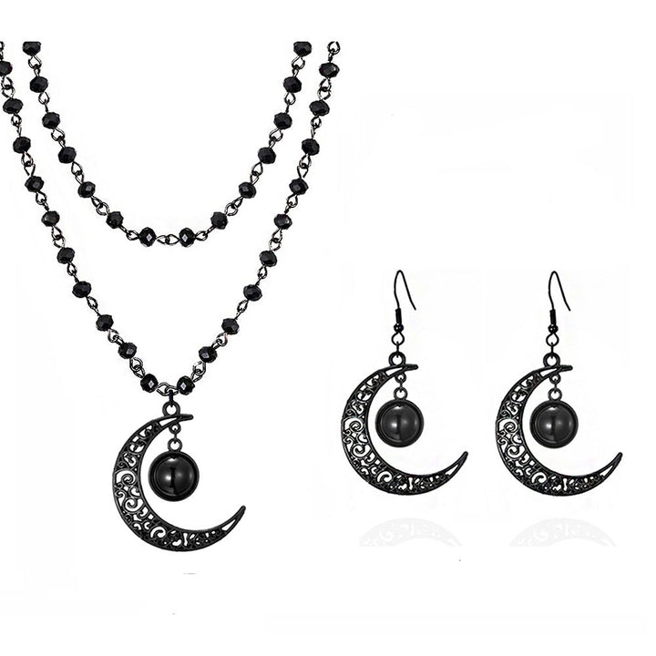Schichteter Kristall-Mond Schmuckset Karnz