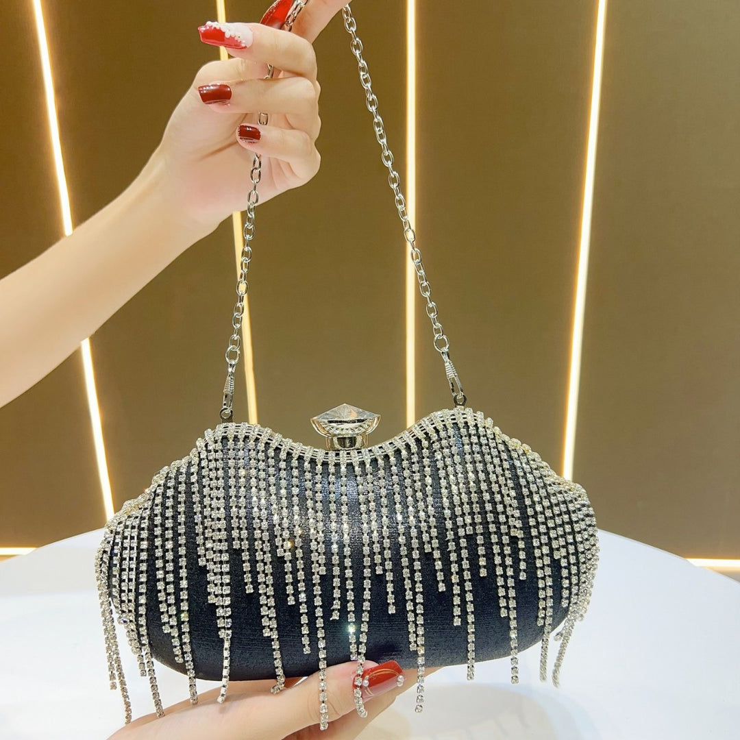 Glamouröse Kristallfransen Abendhandtasche