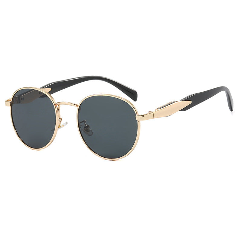 Damen runde Sonnenbrille mit elegantem, goldenen Rahmen und UV-Schutz Karnz