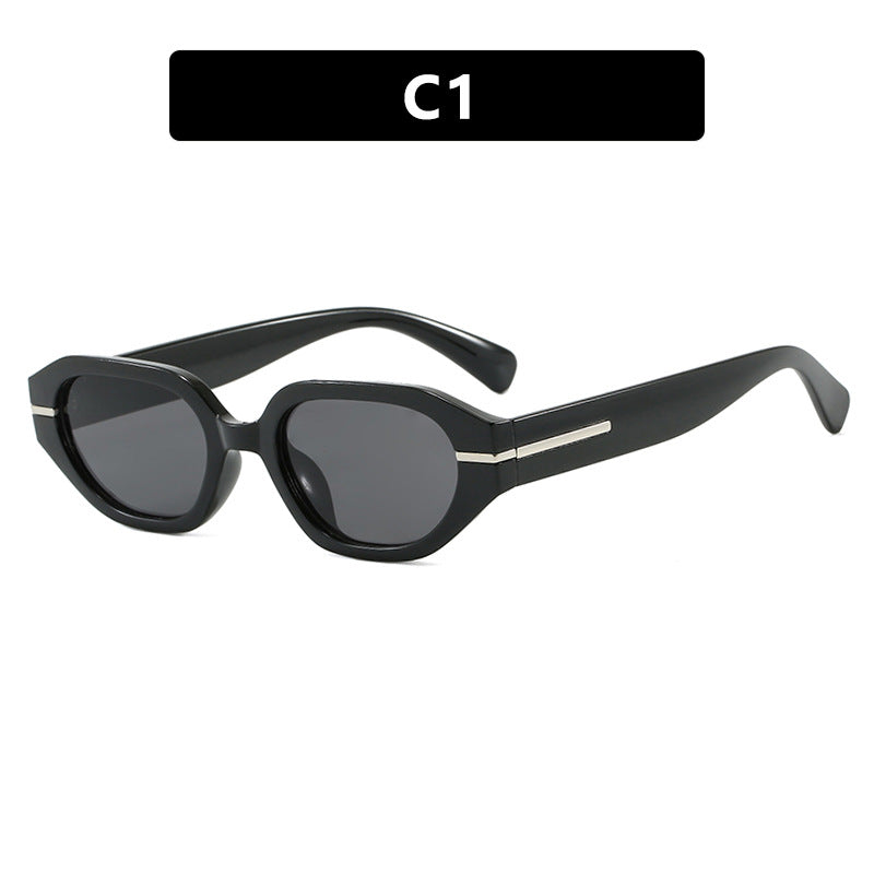 Damen stilvolle geometrische Sonnenbrille mit verspiegelten Gläsern und einzigartigem Rahmen Karnz
