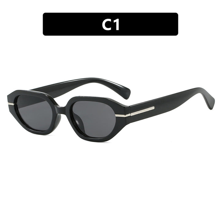 Damen stilvolle geometrische Sonnenbrille mit verspiegelten Gläsern und einzigartigem Rahmen Karnz