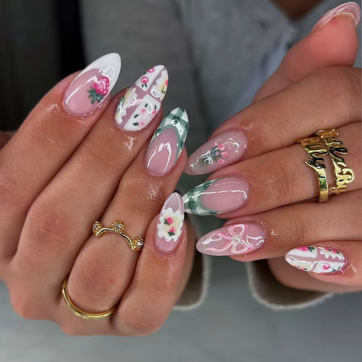Künstlerisches Floral Acryl Nagelset