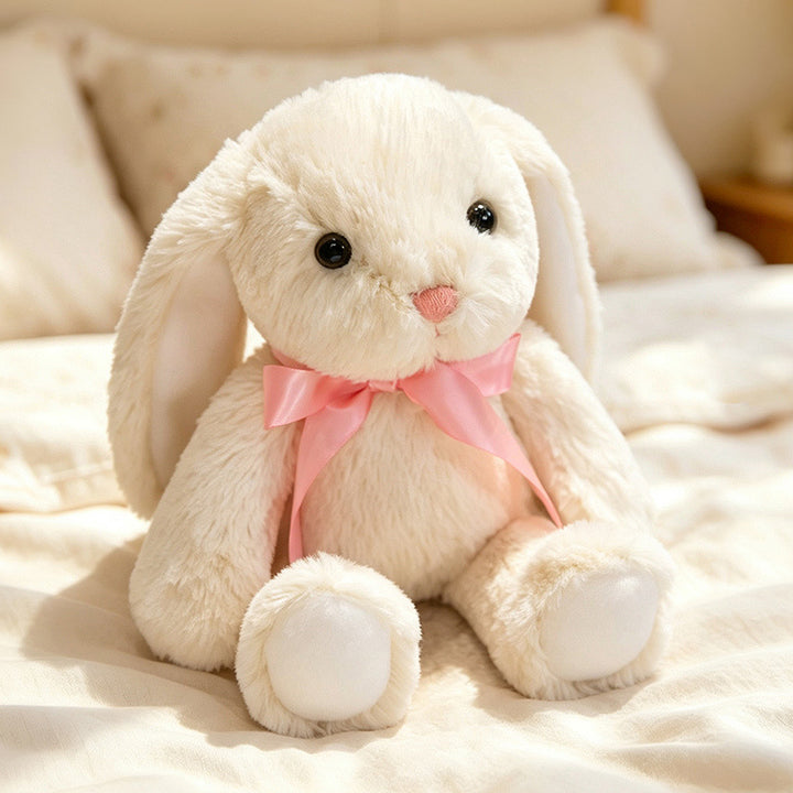 Plüsch Blumenfutter Ohr Bunny Plüschspielzeug mit besticktem Gesicht und lockigem Kunstpelz Karnz