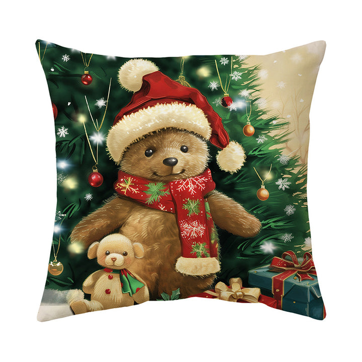 Festive Holiday Mantel Szene Baumwoll-Leinen Quadratikissenbezug mit verstecktem Reißverschluss