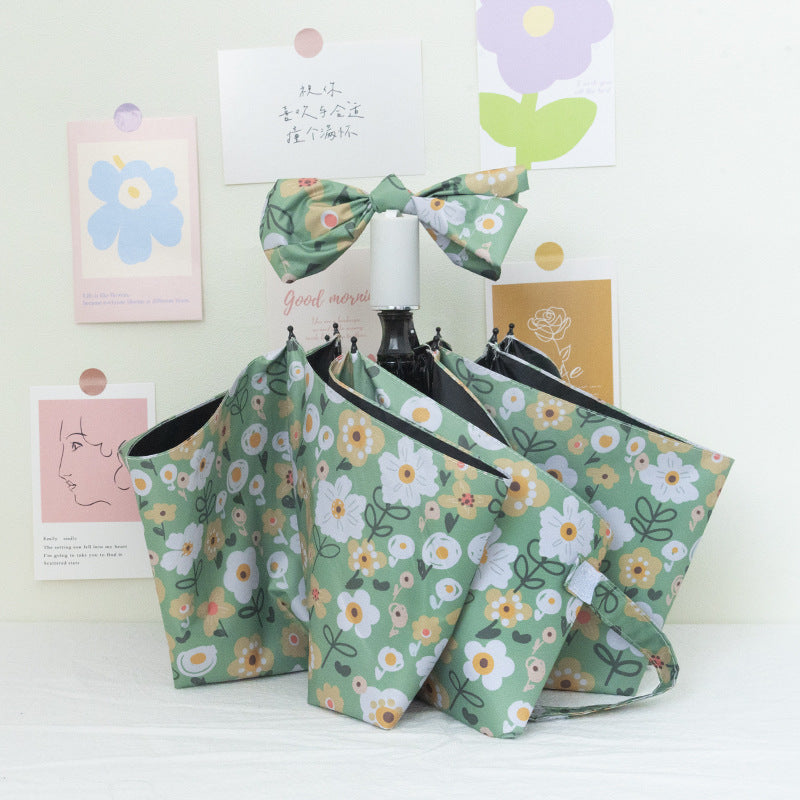 Damen Faltbarer Regenschirm mit bunten Blumenmotiven Karnz