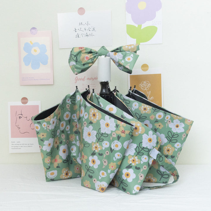 Damen Faltbarer Regenschirm mit bunten Blumenmotiven Karnz