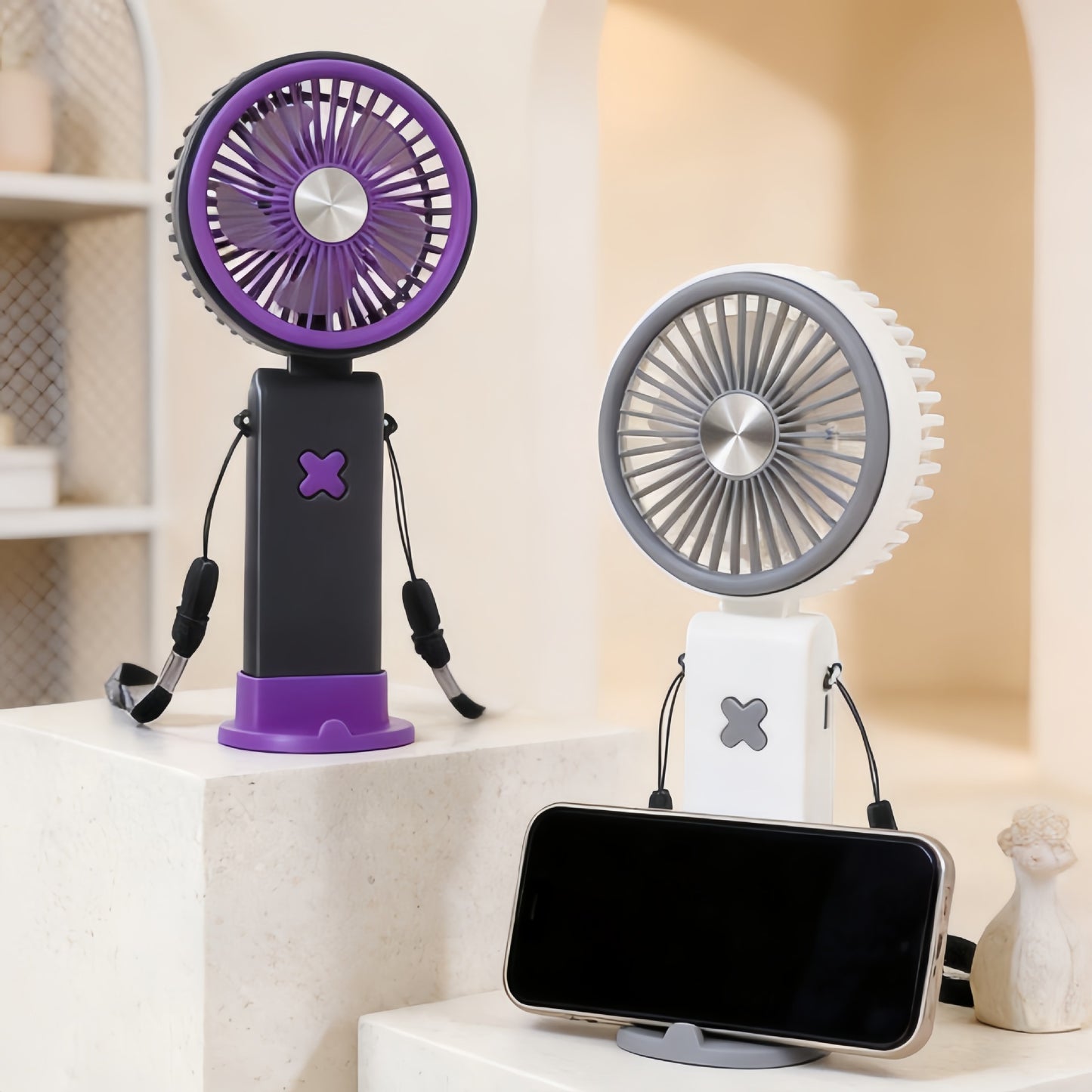 Damen Tragbarer Handventilator mit USB-Anschluss und flexiblem Tragesystem Karnz
