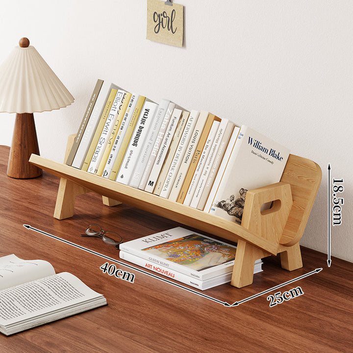 Abgewinkelter Bambus-Desktop-Buch- und Zeitschriftenständer mit rutschfesten Stäben