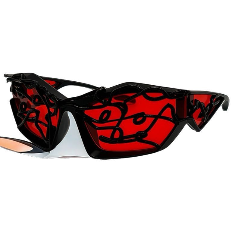 Damen Sportliche Sonnenbrille mit futuristischem Design Karnz