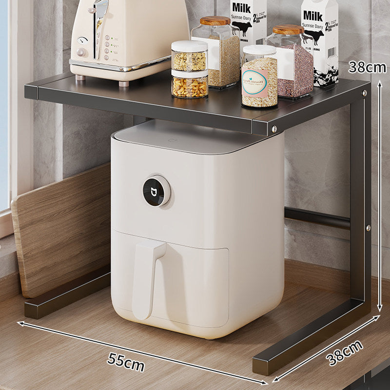 Minimalistischer C-Rahmen-Beistelltisch mit breitem schwebendem Regal und Untertischfreiraum
