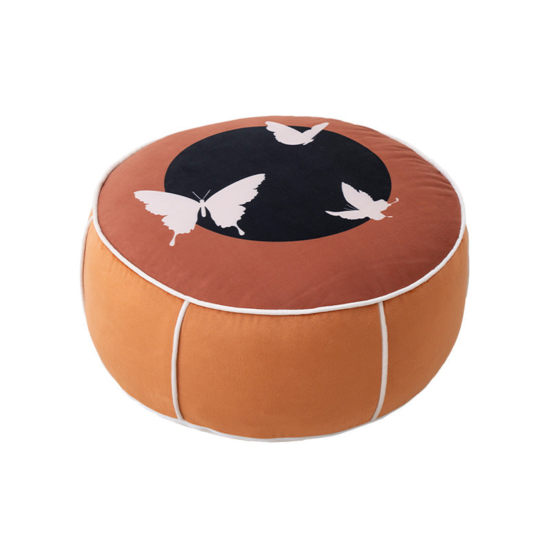 runder Bodensitzpouf mit Schmetterlingsmotiv und robustem Canvasbezug Karnz
