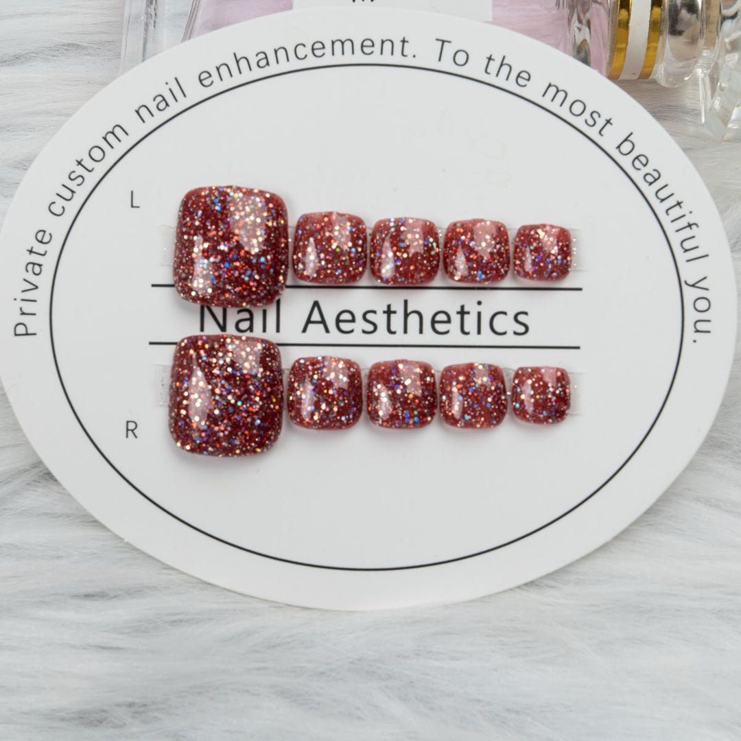 Glitzernde Pediküre Nagelkunst