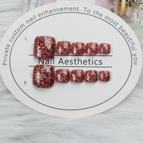 Glitzernde Pediküre Nagelkunst
