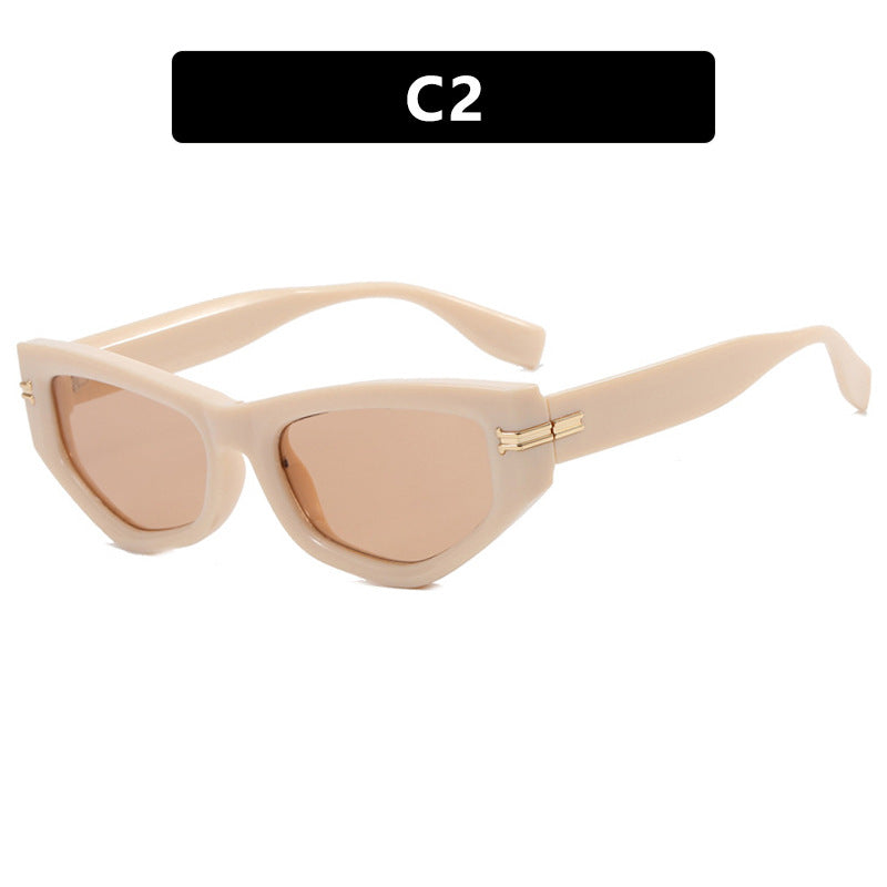 Damen geometrische Sonnenbrille mit geschwungenem Rahmen und schützendem UV-Filter Karnz
