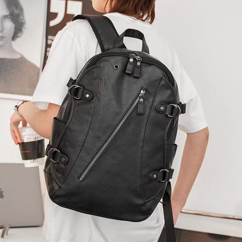Moderner Leder Lade-Rucksack für Laptops