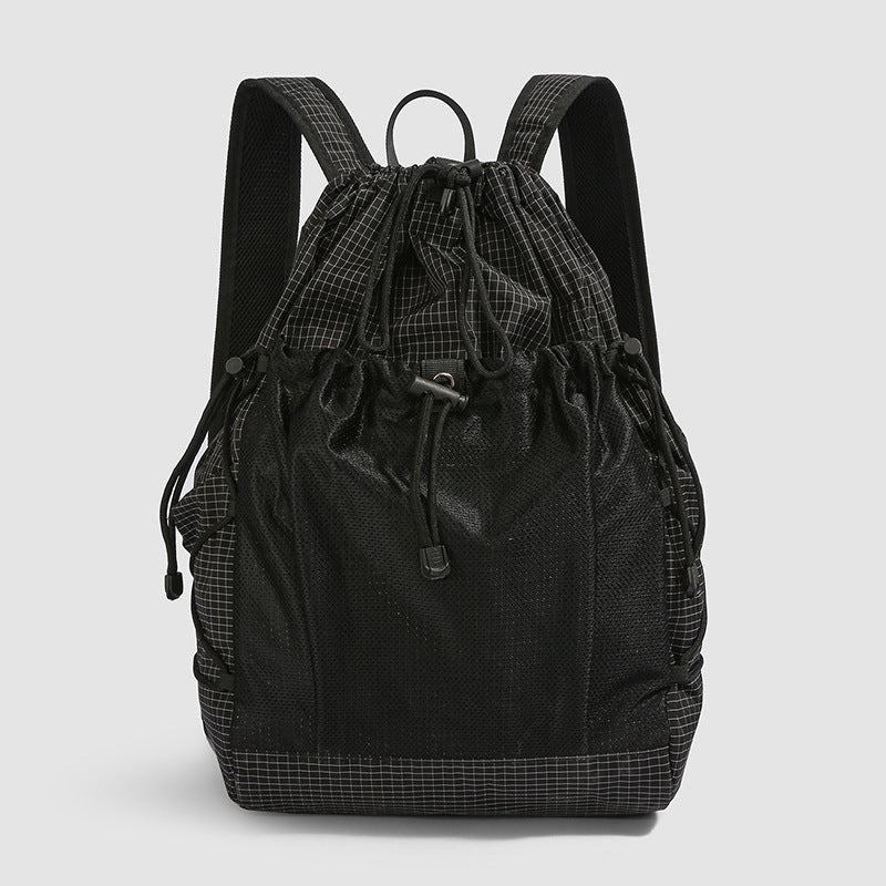 Vielseitiger Mesh-Panel Kordelzug Rucksack Karnz