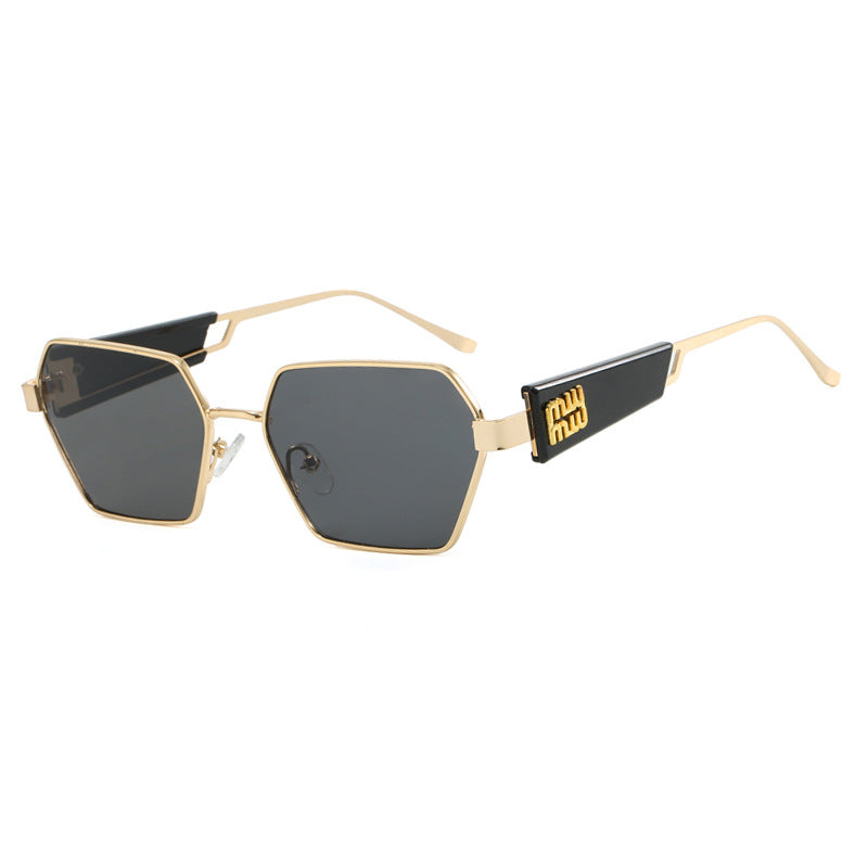 Damen hexagonale Sonnenbrille mit elegantem Metallrahmen und schützenden Gläsern Karnz