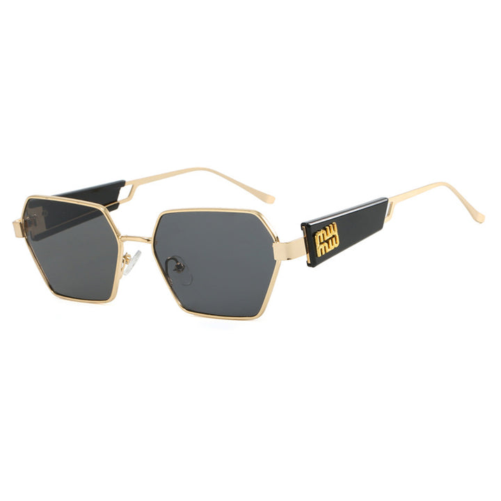 Damen hexagonale Sonnenbrille mit elegantem Metallrahmen und schützenden Gläsern Karnz