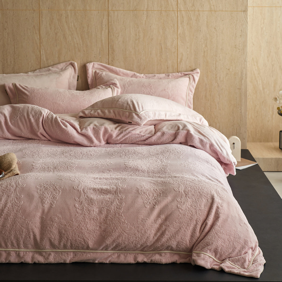 Geprägtes Baumwoll-Jacquard Bettwäsche-Set mit feiner Kordelpaspel