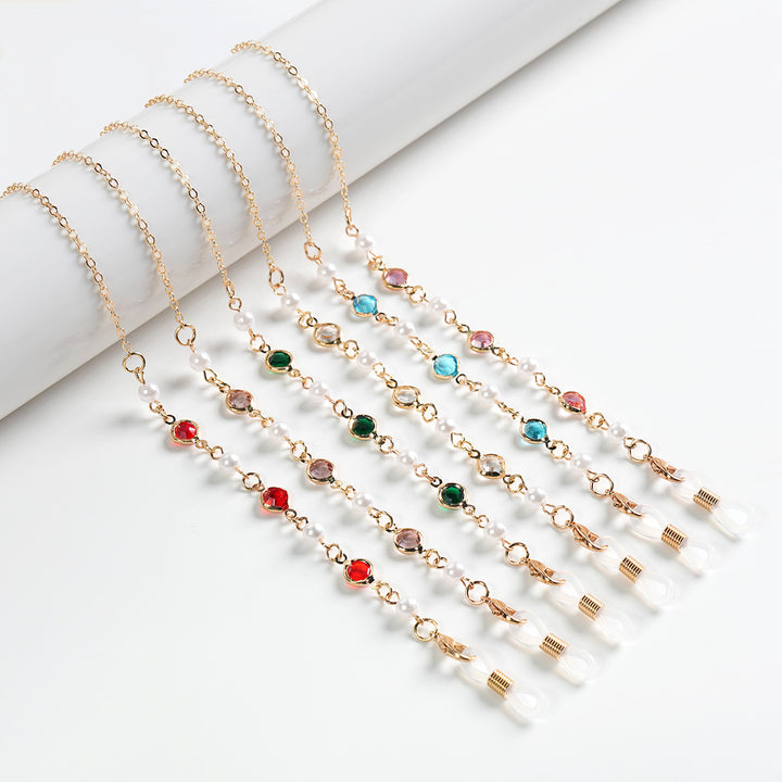Elegante Edelstein Sonnenbrillen Kette Karnz