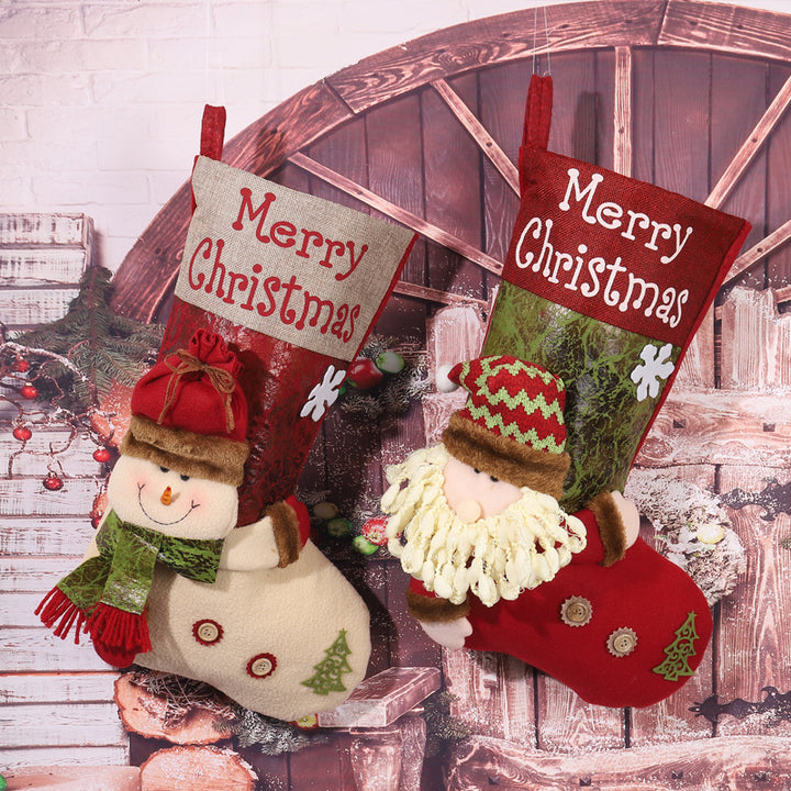 Niedlicher Weihnachtsstrumpf mit Schneemann-Motiv Karnz