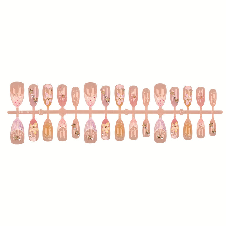 Dekoratives Press-On-Nagelset mit floralen Akzenten