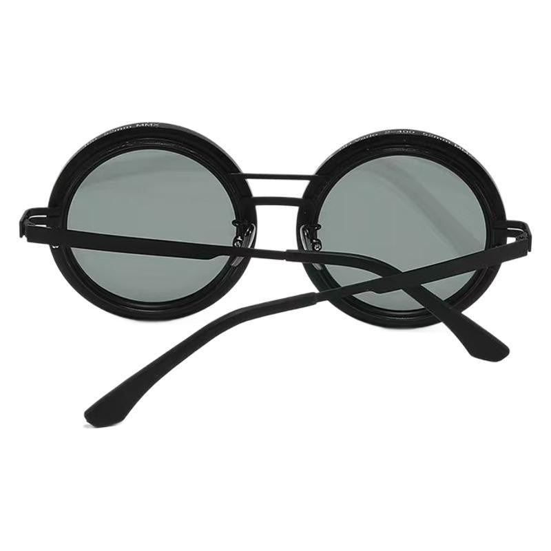 Damen Runde Retro-Sonnenbrille mit markantem Metallrahmen Karnz