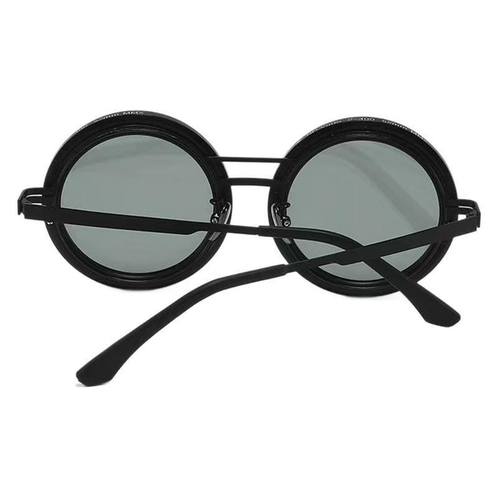 Damen Runde Retro-Sonnenbrille mit markantem Metallrahmen Karnz