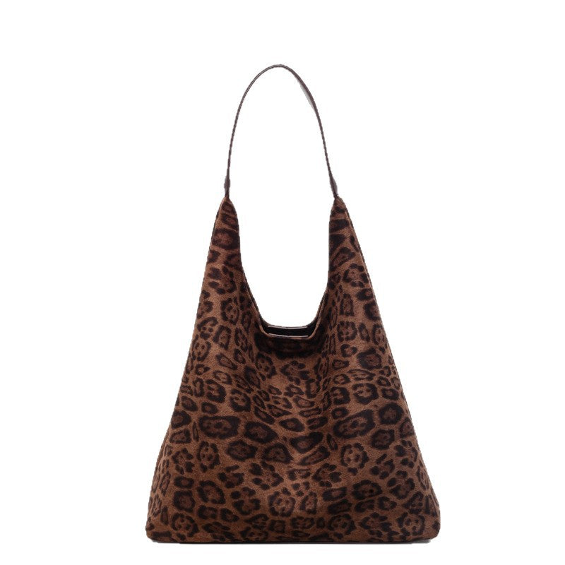 Wildleder Leopardprint Hobo Tasche Karnz