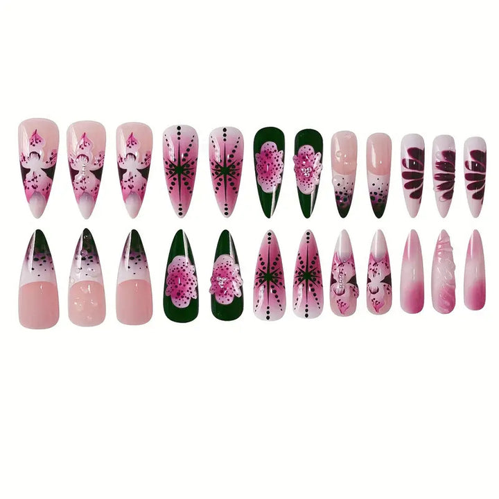 Premium Dekorative Stiletto Press-On Nagelkunst Karnz