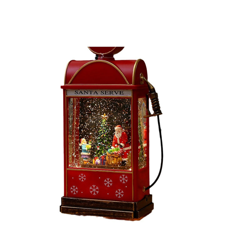 Nostalgische Weihnachtslaterne mit bewegter Schneemann-Szene Karnz