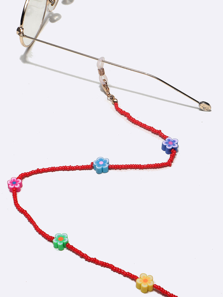 Bunte Blumige Perlen Brillen Kette Karnz