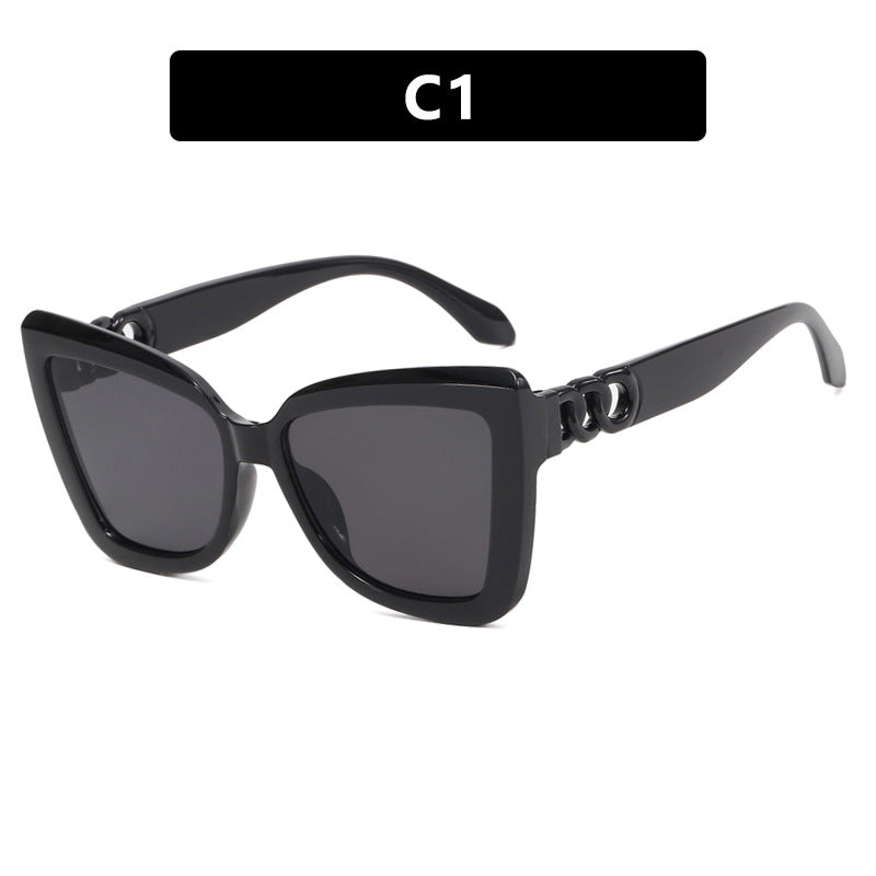 Damen trendige Katzenaugen-Sonnenbrille mit raffiniertem Muster Karnz
