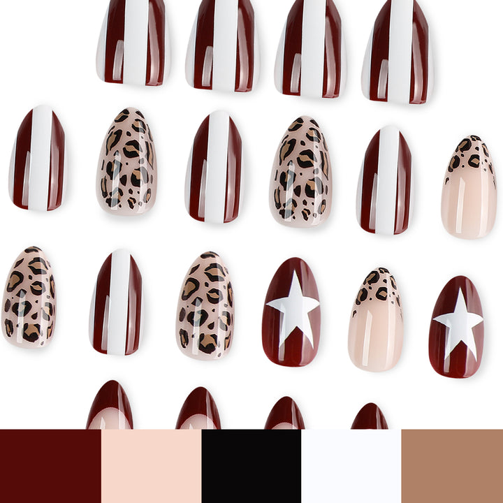 Kunstvolle Stiletto-Nägel mit Leopardenmuster und eleganter Glitzerverzierung Karnz