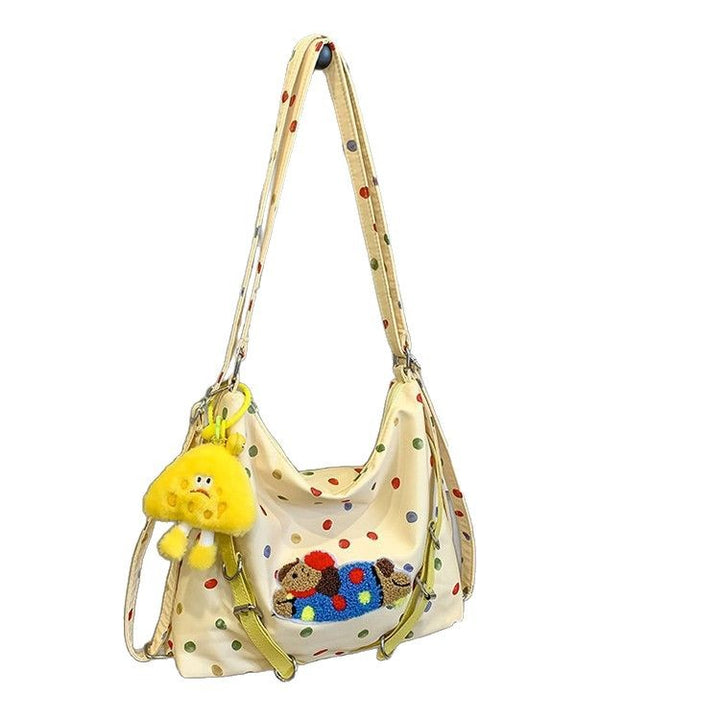 Verspielt gepunktete Plüsch Crossbody-Tasche Karnz