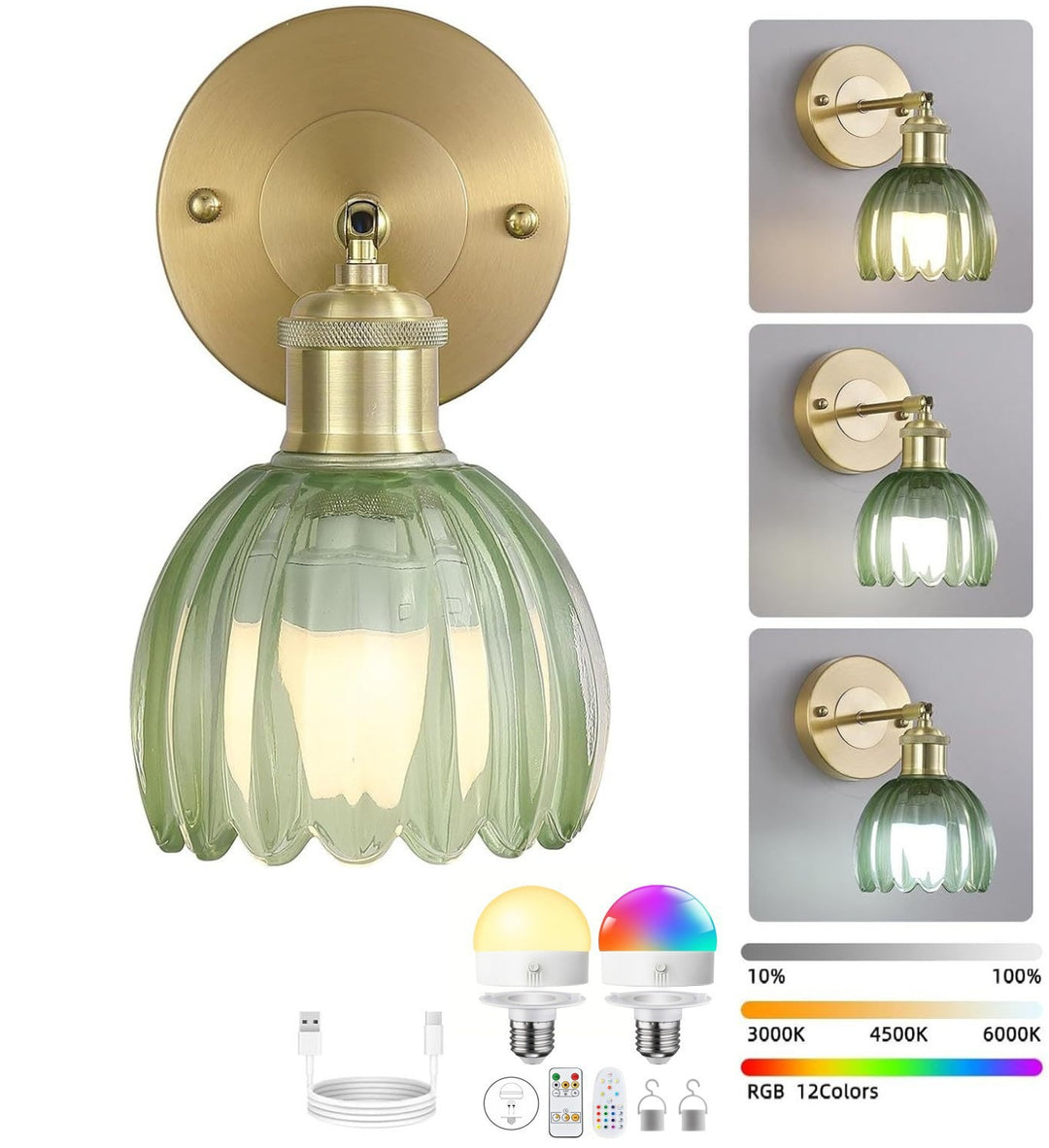 Elegante Glas Wandleuchte