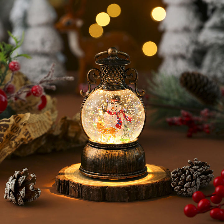 Nostalgische Weihnachtslaterne mit beweglicher Schneemann-Szene Karnz