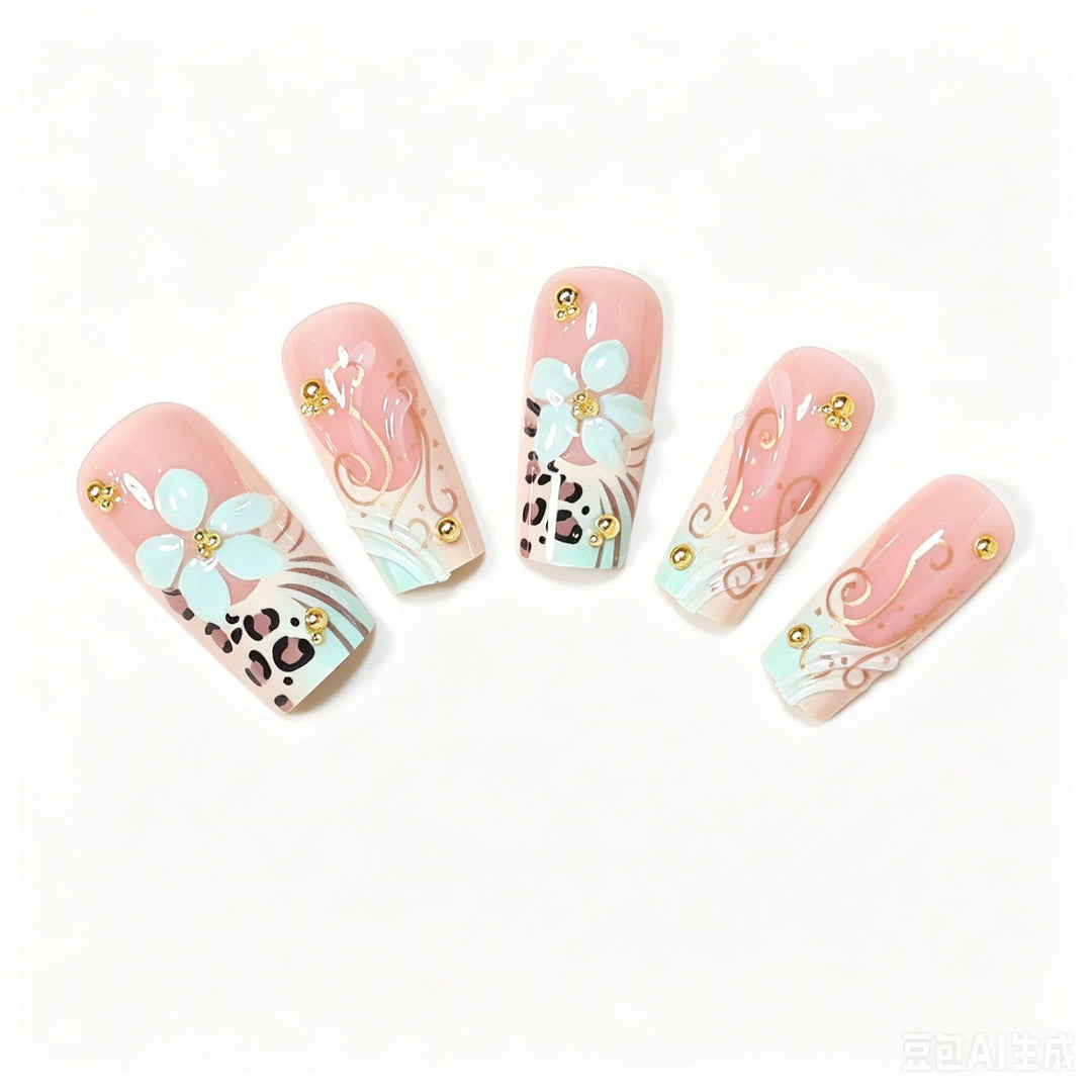 Dekoratives Langes Press-On Nageldesign Karnz