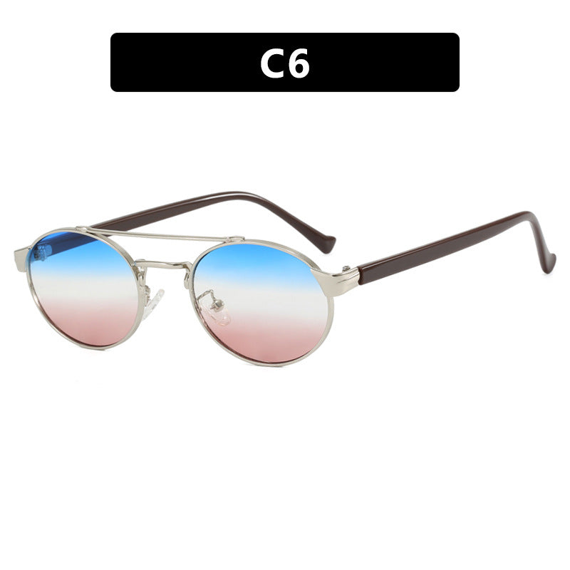 Damen modische Sonnenbrille im stilvollen runden Design mit goldenen Akzenten Karnz